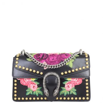 Gucci Floral Embroidered Studded Dionysus Small Shoulder Bag Front
