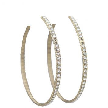 Chanel CC Crystal Hoop Earrings Front