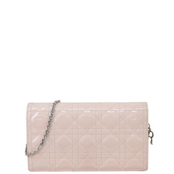 Dior Lady Dior Patent Cannage Pouch Front
