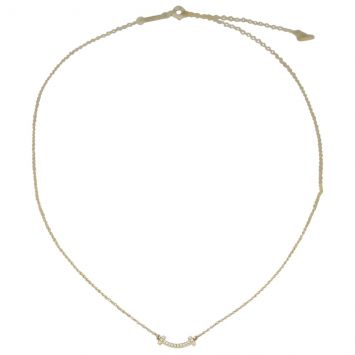 Tiffany & Co. T Smile Diamond Mini Pendant Necklace 18K Yellow Gold Front