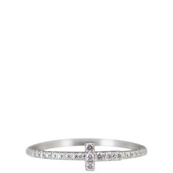 Tiffany & Co. T Diamond Wire Band Ring 18K White Gold Front