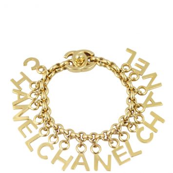 Chanel Gold Letters Charm Bracelet Front