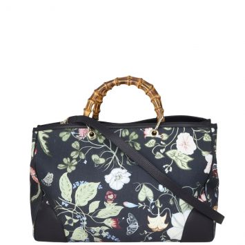 Gucci Flora Knight Bamboo Shopper Tote Front with Strap