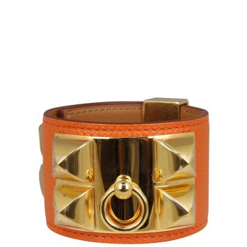 Hermes Collier de Chien Bracelet (orange epsom) Front