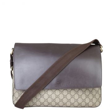 Gucci GG Supreme Leather Flap Messenger Front with Strap
