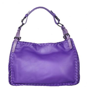 Bottega Veneta Python Trim Shoulder Bag (purple) Front