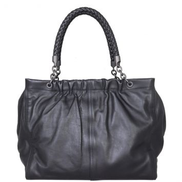 Bottega Veneta Ruched Tote Bag (black) Front