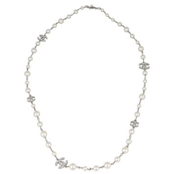 Chanel CC Glass Pearl Long Necklace