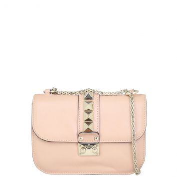 Valentino Glam Lock Small Shoulder Bag Front with Strap