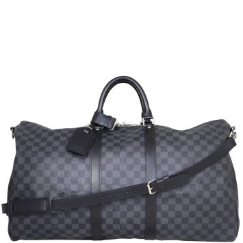 Louis Vuitton Keepall 55 Bandouliere Damier Graphite Front with Strap