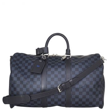 Louis Vuitton Keepall 45 Bandouliere Damier Cobalt Front with Strap