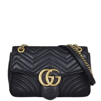Gucci GG Marmont Matelasse Medium Shoulder Bag Front with Strap