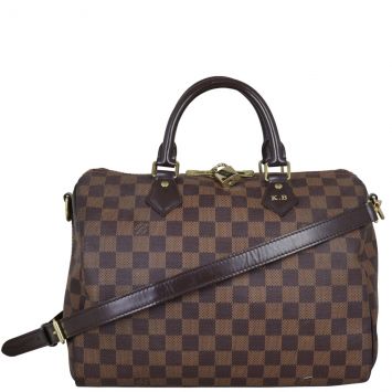 Louis Vuitton Speedy 30 Bandouliere Damier Ebene (hot stamping) Front with Strap