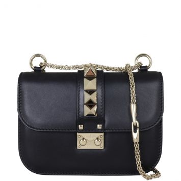 Valentino Glam Lock Small Shoulder Bag Front with Strap