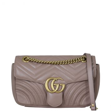 Gucci GG Marmont Matelasse Small Shoulder Bag Front Showing Strap
