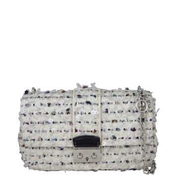 Dior Miss Dior Mini Tweed Flap Bag Front With Strap