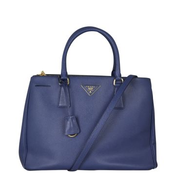 Prada Saffiano Lux Double Zip Tote Medium Front With Strap