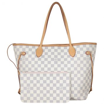 Louis Vuitton Neverfull MM Damier Azur Front With Pouch