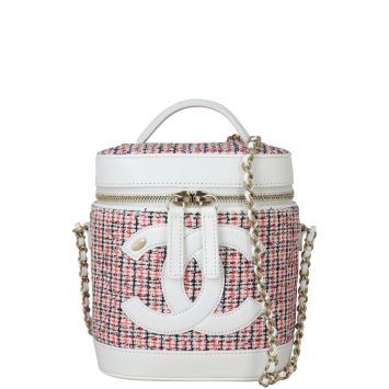 Chanel CC Tweed Vanity Case Front With Chain