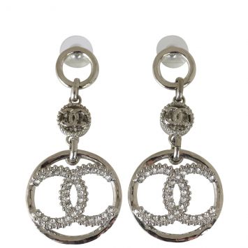 Chanel CC Crystal Drop Circle Earrings