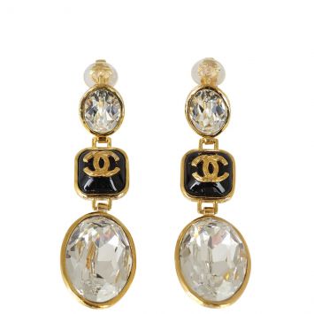 Chanel CC Clip On Crystal Earrings (black)