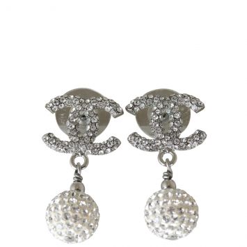 Chanel CC Crystal Ball Drop Earrings