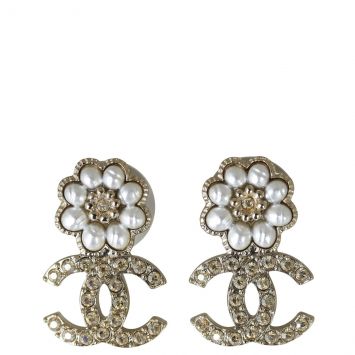 Chanel CC Pearl Flower Earrings