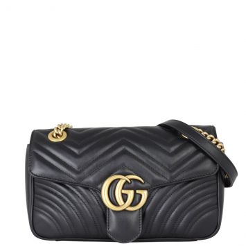 Gucci GG Marmont Matelasse Small Shoulder Bag Front With Strap