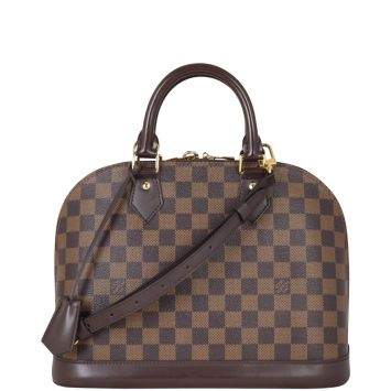 Louis Vuitton Alma PM Damier Ebene with Strap Front With Strap