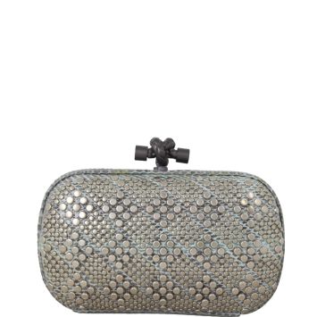 Bottega Veneta Knot Studded Python Trim Clutch