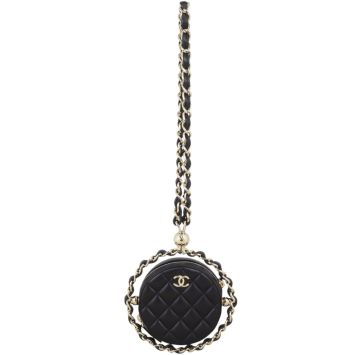 Chanel Frame Chain Around Quilted Round Mini Clutch