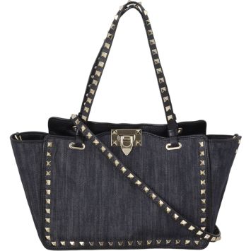 Valentino Rockstud Denim Tote Small