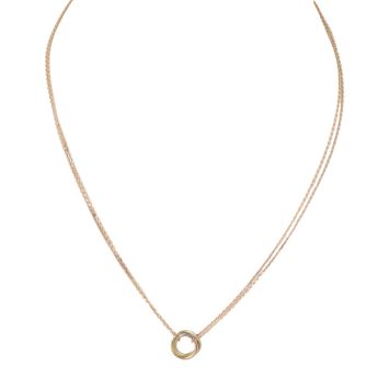 Cartier Trinity 18k Yellow, White & Rose Gold Pink Necklace