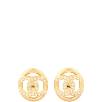 Chanel Oval Crystal CC Earrings
