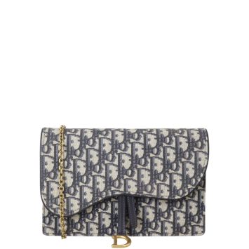 Dior Saddle Pouch Wallet on Chain Oblique