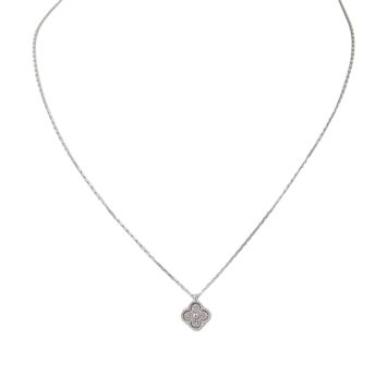 Van Cleef & Arpels Sweet Alhambra Diamond 18k White Gold Pendant Necklace