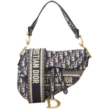Dior Saddle Bag Oblique with Embroidered Strap