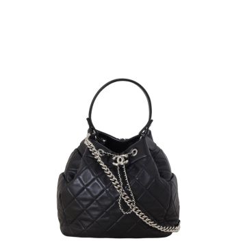 Chanel Quilted CC Drawstring Bucket Bag