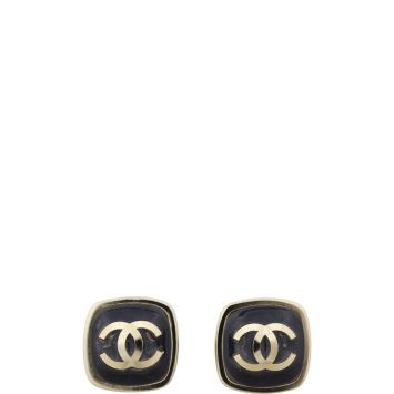 Chanel CC Enamel Button Earrings