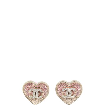 Chanel CC Heart Crystal Earrings
