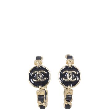 Chanel CC Chain Lambskin Hoop Earrings