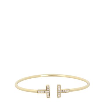 Tiffany & Co T Wire Diamond 18k Yellow Gold Bracelet