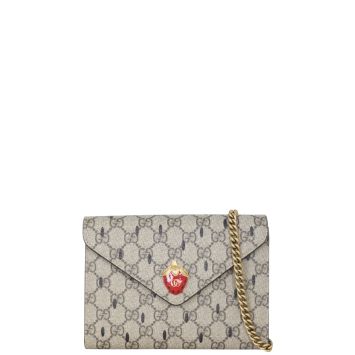 Gucci Dionysus GG Supreme Strawberry Mini Chain Wallet