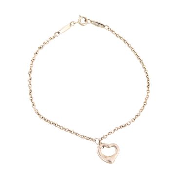 Tiffany & Co Elsa Peretti Open Heart Pendant 18k Rose Gold Bracelet