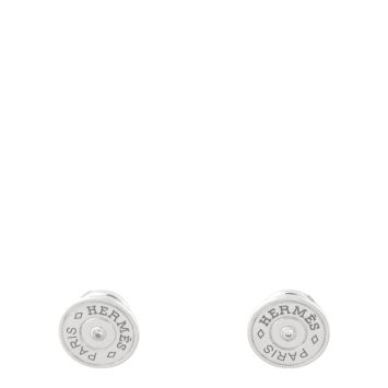 Hermes Gambade Diamond 18k White Gold Stud Earrings