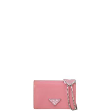 Prada Brushed Leather Chain Card Holder