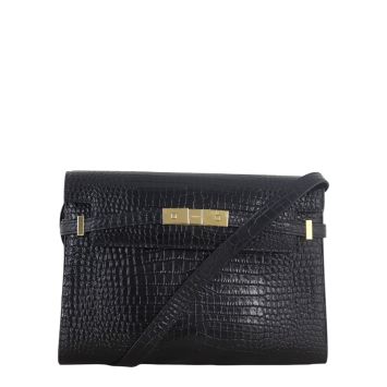 Saint Laurent Manhattan Shoulder Bag Medium Croc Embossed