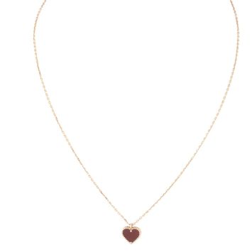 Van Cleef & Arpels Sweet Hearts Carnelian 18k Rose Gold Pendant Necklace