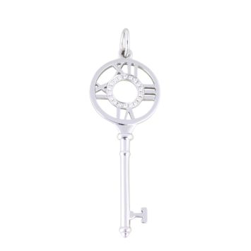 Tiffany & Co Atlas Diamond Key 18k White Gold Pendant