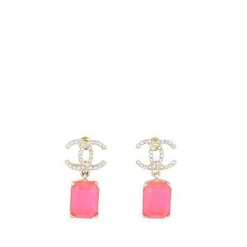 Chanel Crystal CC Gem Drop Earrings